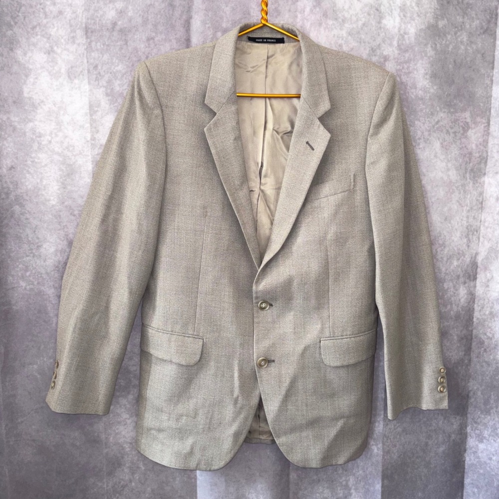 Vintage 80s Yves Saint Laurent Blazer 40R Tan France Made Luxury Sport Coat